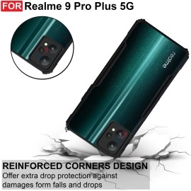 CEDO Realme 9 Pro Plus (5G) Back Case Cover | Camera Protection Shockproof Bumper-Edge | Acrylic Crystal Clear 360 Degree Protection TPU+PC | Transparent Eagle Back Case Cover (Black)