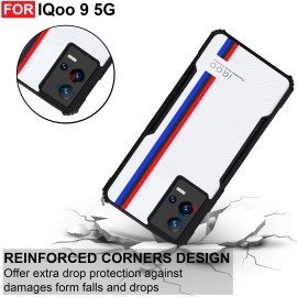 CEDO iQOO 9 (5G) Back Case Cover | Camera Protection Shockproof Bumper-Edge | Acrylic Crystal Clear 360 Degree Protection TPU+PC | Transparent Eagle Back Case Cover (Black)