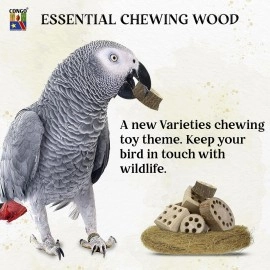 CONGO NATURAL PARROT TREAT Premium Essential Chewing Wood Toy for All Types of Birds (Piece of 8)
