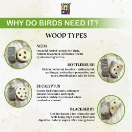 CONGO NATURAL PARROT TREAT Premium Essential Chewing Wood Toy for All Types of Birds (Piece of 8)