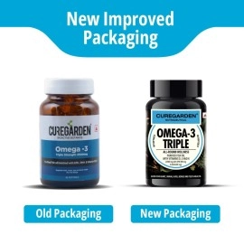 Curegarden Omega-3 Fish Oil Capsules Triple Strength | Fish Oil 2500mg| 60 Softgel Capsules| 900 mg Epa, 600 mg Dha and Vitamin D, E & K |Heart Health| Joint Supplement| Brain Health.