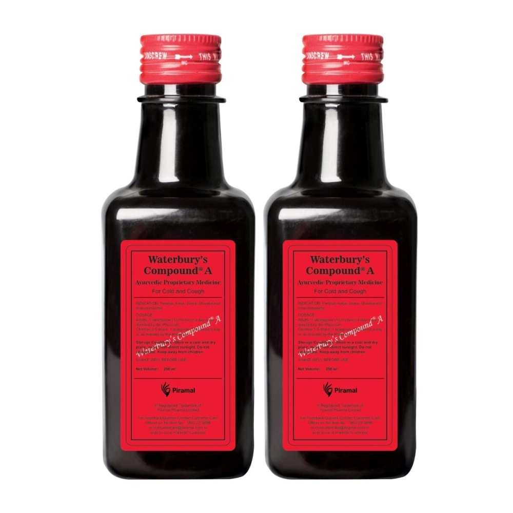 Waterbury\'s Compound A-Provides Quick Relief from Cold & Cough| Ayurvedic Immunity Booster | 250 ml x Pack of 2