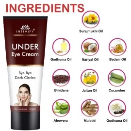 INTIMIFY Ayurvedic Under Eye Cream For Dark Circles For Women, Brightening & Whitening Cream, Wrinkles & Anti Ageing remover Gel With Aloevera & Coconut Oil 20 gm (Pack of 1)