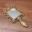 KridayKraft Beautifully Carved Square Shape Gold Plating Metal Hand Mirror for Makeup, Travelling, Salon Mirror & Decorative Antique Item