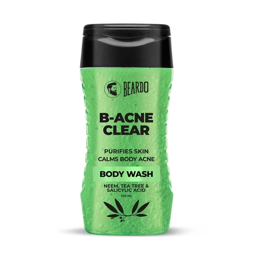 Beardo Body Acne Clear Body Wash for Men 200 ml | With Neem, Tea Tree and Salicylic Acid | Clean Clear Skin | For Body Acne and Skin Purification | B-acne