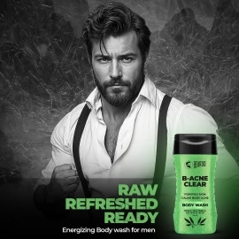 Beardo Body Acne Clear Body Wash for Men 200 ml | With Neem, Tea Tree and Salicylic Acid | Clean Clear Skin | For Body Acne and Skin Purification | B-acne