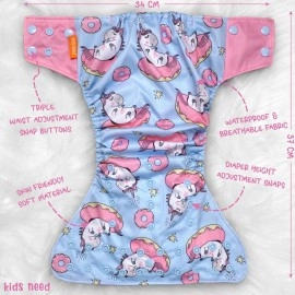 kids need side Leakage Proof cloth diapers for babies 0 to 3 years combo high absorbent 1 reusable diaper 1 insert pack (5-18kg) washable diapers adjustable free size pocket liners cover B3