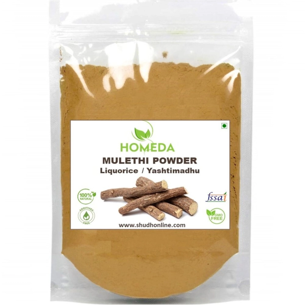Homeda Mulethi Powder Organic for Face Pigmentation (100 Grams) Licorice Powder for Drinking, Yashtimadhu for Eating, Skin, Hair Growth Pure Liquorice Root extract Athimathuram, Mulethi Stick