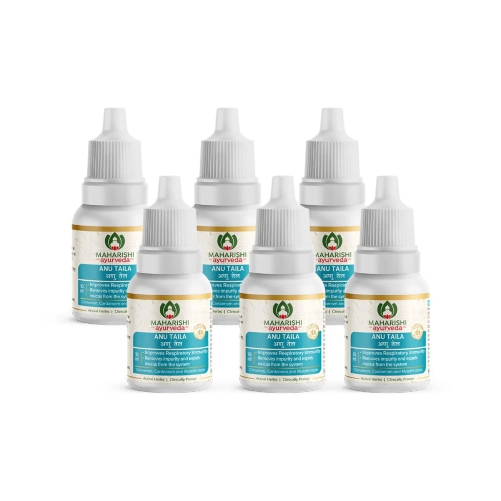 Maharishi Ayurveda Anu Taila | Unblocks Nasal Congestion| Effective in Migraine & Sinusitis |Improves Sensory Perceptions|Pure & Potent Herbs |10 ml - Pack of 6