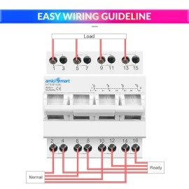 amiciSmart Dual Power Manual Control Transfer Push Button 2 Way Switch, 63A Change Over Switch (3-Phase), White
