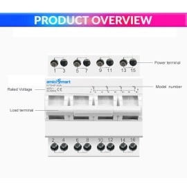 amiciSmart Dual Power Manual Control Transfer Push Button 2 Way Switch, 63A Change Over Switch (3-Phase), White