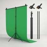Boosty Green Screen Backdrop 6x9 ft with Stand - 6x9FT Photography Backdrop with 1PC 6.5FT T-Shape Backdrop Stands, 2PCs Spring Clamps