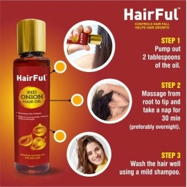 HairFul Red Onion Hair Oil Help to Increase Hair Volume Shine & Strength Pack of 3 (360 ML)