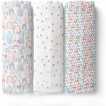 haus & kinder 100% Cotton Soft Muslin Swaddle Wrap for Newborn Baby - Pack of 3 (100 x 100 cm, Pink, Grey, Turquoise) (Rainbow)