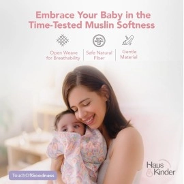 haus & kinder 100% Cotton Soft Muslin Swaddle Wrap for Newborn Baby - Pack of 3 (100 x 100 cm, Pink, Grey, Turquoise) (Rainbow)