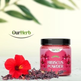OurHerb  Organic Hibiscus Flower Powder for Face Pack and Hair Mask, Natural Pure Hibiscus Rosa-Sinensis Hair & Skin Care, Gudhal Ka Phool Powder For Dull Hair & Dry Scalp -200g
