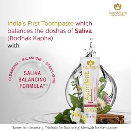 Maharishi Ayurveda Ayurdent Classic Toothpaste|Unique Saliva Balancing Formula|For Toothache,Bleeding Gums,Sensitivity,Cavities,Plaque & Bad breath|Non Foaming,SLS & Fluoride Free|Pack of 1