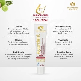 Maharishi Ayurveda Ayurdent Classic Toothpaste|Unique Saliva Balancing Formula|For Toothache,Bleeding Gums,Sensitivity,Cavities,Plaque & Bad breath|Non Foaming,SLS & Fluoride Free|Pack of 1