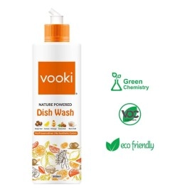 Vooki Nature Powered Natural Dishwash Liquid Gel, No Preservatives, No Synthetic Colors - 1 Ltr (500-Ml,Each,Pack of 2)