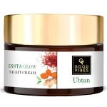 Good Vibes Ubtan Insta Glow Night Cream for All Skin Types Brightening face moisturizer with Turmeric, Saffron & Vitamin B3 No paraben, Sulphate & Mineral Oil skin illuminating & hydrating cream 50gm
