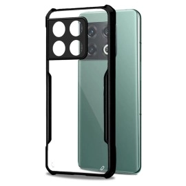 Fashionury TPU+Plastic Back Cover for OnePlus 10 Pro 5G Shockproof Crystal Clear | 360 Degree Protection | Protective Design | Transparent Back Case for OnePlus 10 Pro 5G (Black Bumper)