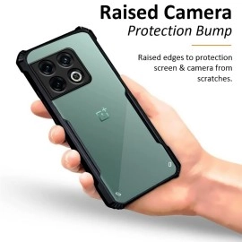 Fashionury TPU+Plastic Back Cover for OnePlus 10 Pro 5G Shockproof Crystal Clear | 360 Degree Protection | Protective Design | Transparent Back Case for OnePlus 10 Pro 5G (Black Bumper)