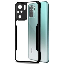 Fashionury Back Cover Case for Mi Redmi Note 10 / Redmi Note 10S / Redmi Note 11 SE/Note 10S (Shockproof | Crystal Clear | Hybrid TPU & PC | Transparent Back | Black Bumper