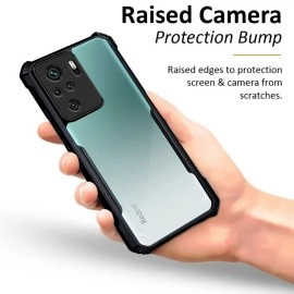 Fashionury Back Cover Case for Mi Redmi Note 10 / Redmi Note 10S / Redmi Note 11 SE/Note 10S (Shockproof | Crystal Clear | Hybrid TPU & PC | Transparent Back | Black Bumper