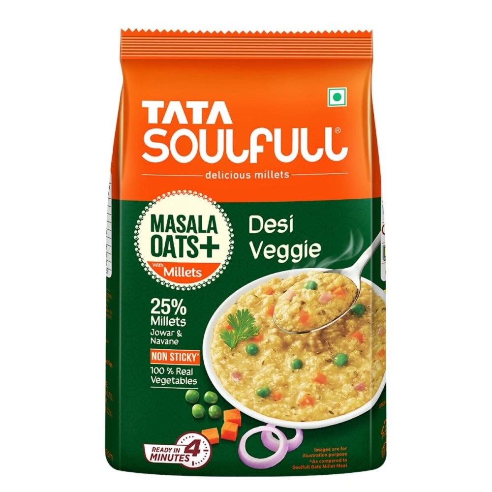 Tata Soulfull Masala Oats+, Tasty Snack with Millets, Desi Veggie, 500g