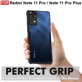 CEDO Redmi Note 11 Pro / 11 Pro+ Plus (5G) Back Case Cover | Camera Protection Shockproof Bumper-Edge | Acrylic Crystal Clear 360 Degree Protection TPU+PC | Transparent Eagle Back Case Cover (Black)