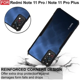CEDO Redmi Note 11 Pro / 11 Pro+ Plus (5G) Back Case Cover | Camera Protection Shockproof Bumper-Edge | Acrylic Crystal Clear 360 Degree Protection TPU+PC | Transparent Eagle Back Case Cover (Black)