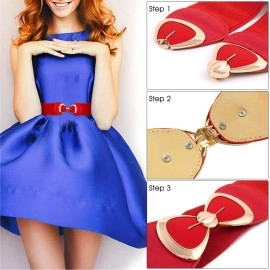 Zibuyu Women Waist Belt for Dresses Stylish Belt for Girls Bowknot Wide Interlocking Buckle Elastic Stretchy Hip Belts for Women & Girl (Red), Red, Free Size