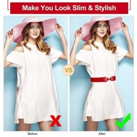 Zibuyu Women Waist Belt for Dresses Stylish Belt for Girls Bowknot Wide Interlocking Buckle Elastic Stretchy Hip Belts for Women & Girl (Red), Red, Free Size