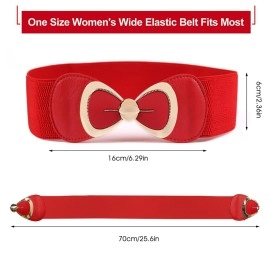 Zibuyu Women Waist Belt for Dresses Stylish Belt for Girls Bowknot Wide Interlocking Buckle Elastic Stretchy Hip Belts for Women & Girl (Red), Red, Free Size