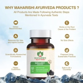 Maharishi Ayurveda Shilajeet Rasayana 500 MG | Natural & Pure Shilajit for Strength, Stamina & Endurance | 60 Tablets Pack