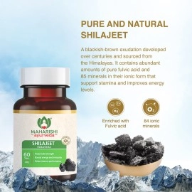 Maharishi Ayurveda Shilajeet Rasayana 500 MG | Natural & Pure Shilajit for Strength, Stamina & Endurance | 60 Tablets Pack