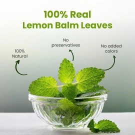 BLUE TEA - Lemon Balm Tea - 50gm - 50+ Cups | RELIEVES STRESS | REDUCES BLOATING | IMPROVES DIGESTION | Leaf Based - Caffeine Free - Non-GMO - Relaxing | Shark Tank Featured | Reusable Pet Jar