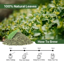 BLUE TEA - Lemon Balm Tea - 50gm - 50+ Cups | RELIEVES STRESS | REDUCES BLOATING | IMPROVES DIGESTION | Leaf Based - Caffeine Free - Non-GMO - Relaxing | Shark Tank Featured | Reusable Pet Jar