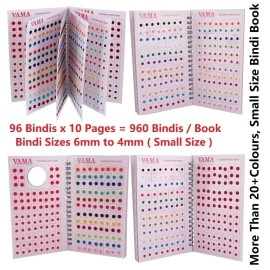 VAMA Fashions Plain Round Multicolour Kumkum Forehead Reusable Self-Adhesive Sticker Small Bindis Bindiya Spiral Bindi Book Mini Size For Girls (948 - Small Bindi Booklet)