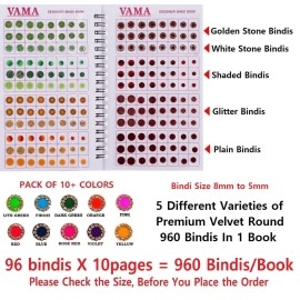 Vama Fashions Multicolour Plain Glitter Sparkle Shaded Crystal Diamond Stone bindi Booklet sticker for Women (Designer bindi book)