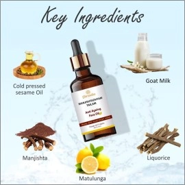 Shravaha - Manjishtadhyam Tailam | Anti-Ageing, Skin Repair & Brightening Face Oil | Made with Shastrokt Vidhi & 8 Ayurvedic Herbs (Pack of 1)