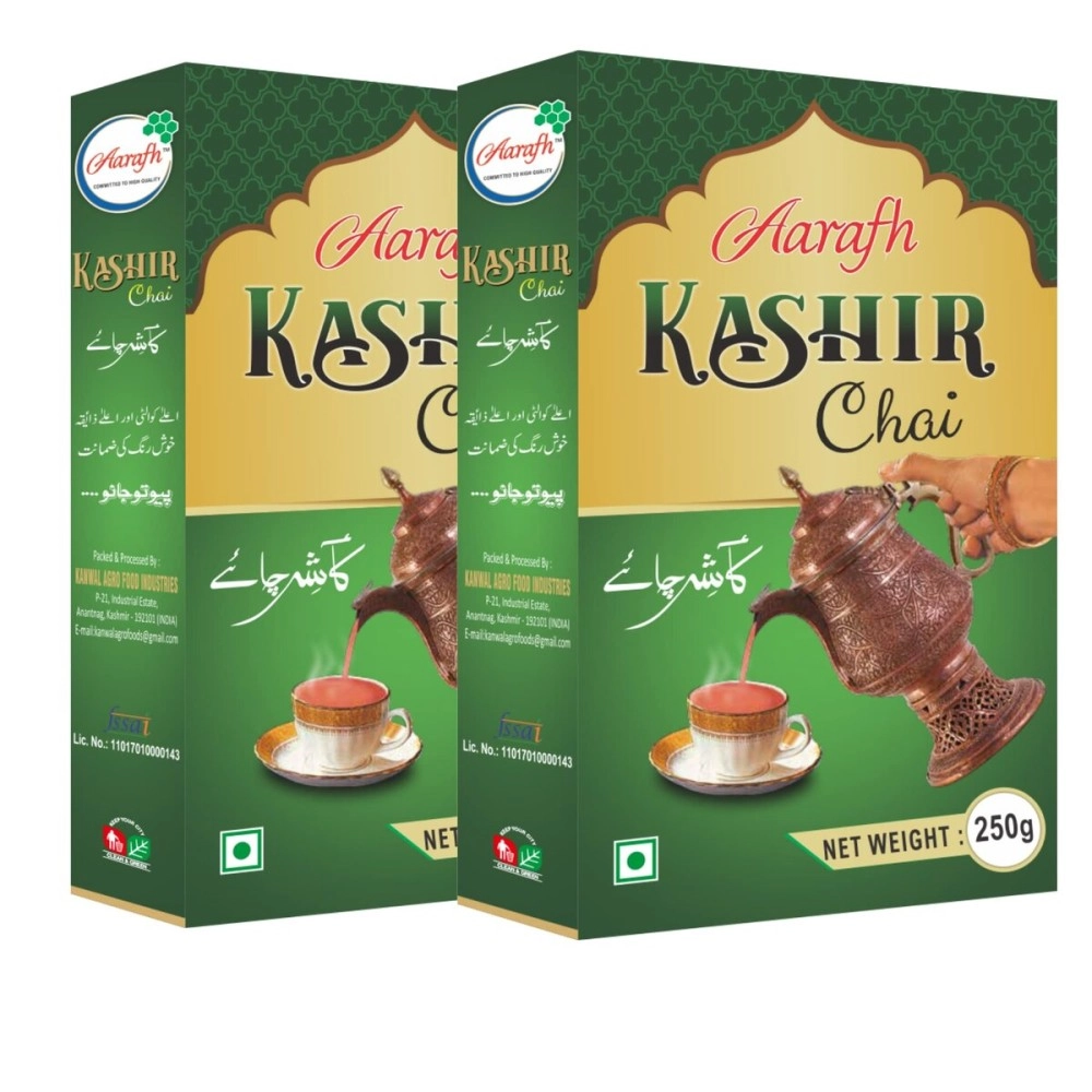 Aarafh Kashir, Kashmiri Namkeen Tea 500g, Noon Chai, Pink Tea, Sheer Chai, Samovar Tea (250g pack of 2)