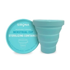 Sirona collapsible silicone cup foldable sterilizing container cup for menstrual cup - 1 unit with reusable menstrual cup - large (pack of 1) | kills 99% of germs | menstrual cup sterilizer