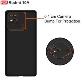 CEDO Redmi 10A / Poco C31 Back Cover | Camera Bump Protection & Ultra Slim | Matte Soft Silicon Shock Proof Rubberised Back Case Cover (Black)