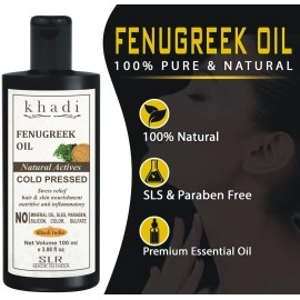 SLR Khadi Fenugreek Oil Cold Pressed - For Hair & Body Massage Oil - 100 Ml (Pack Of 1)