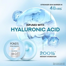 Ponds Super Light Gel Oil Free Face Moisturizer 100 g | With Hyaluronic Acid & Vitamin E for Fresh Glowing Skin & 24 hr Hydration - Daily Use