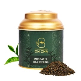 OH CHA - Muscatel Darjeeling Tea|Premium Single Estate 100% Whole Leaf Black Tea|Seductively Sweet Muscatel Flavor|Pure Unblended Darjeeling Long Leaf Tea|35Gram Tin Caddy - Loose Leaves