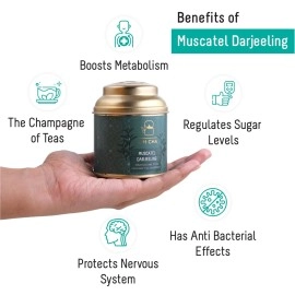 OH CHA - Muscatel Darjeeling Tea|Premium Single Estate 100% Whole Leaf Black Tea|Seductively Sweet Muscatel Flavor|Pure Unblended Darjeeling Long Leaf Tea|35Gram Tin Caddy - Loose Leaves