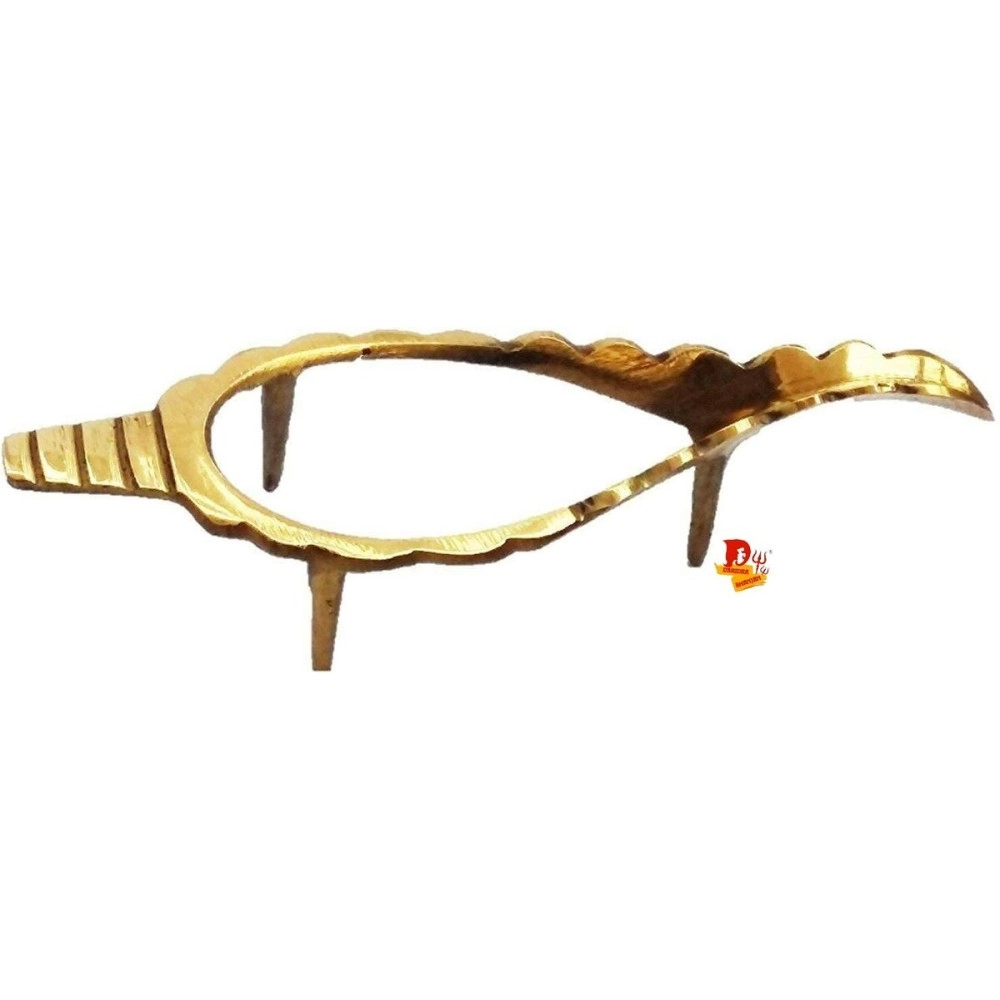 DARIDRA BHANJAN Rudram Natural Brass Shankh Stand, Conch Shell Stand - 5 to 6 inch, Big Size