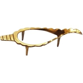DARIDRA BHANJAN Rudram Natural Brass Shankh Stand, Conch Shell Stand - 5 to 6 inch, Big Size